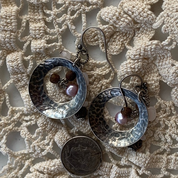 Rare SILPADA Dangle pink quartz Sterling silver earrings - Picture 4 of 5